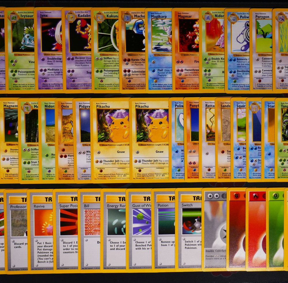 LP/HP Shadowless COMPLETE Pokemon BASE Set UNCOMMON/COMMON Red+Y Cheeks Pikachu
