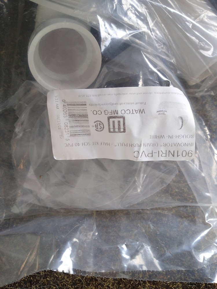 Watco 901NRI-PVC Inovator Drain Push Pull - Half Kit- Sch40 Rough In (White) NEW
