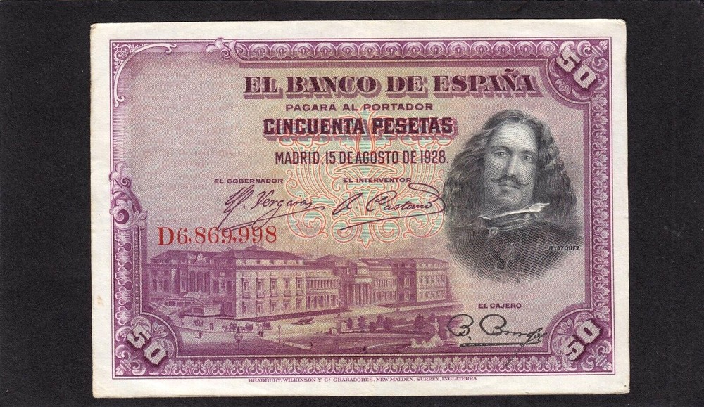 Spain 50 Pesetas P-75b 1928  EF
