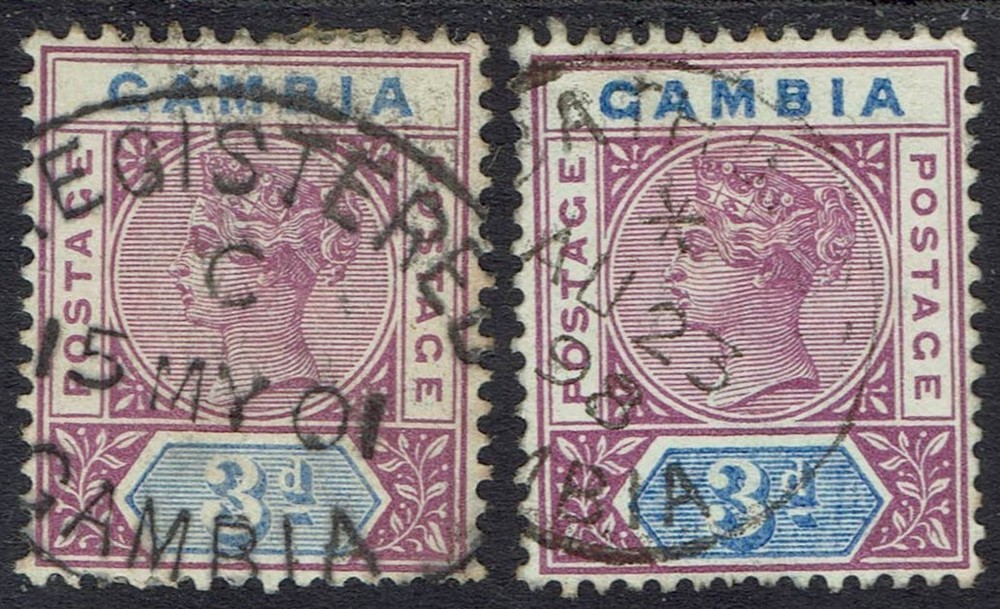 GAMBIA 1898 QV KEY TYPE 3D BOTH SHADES USED