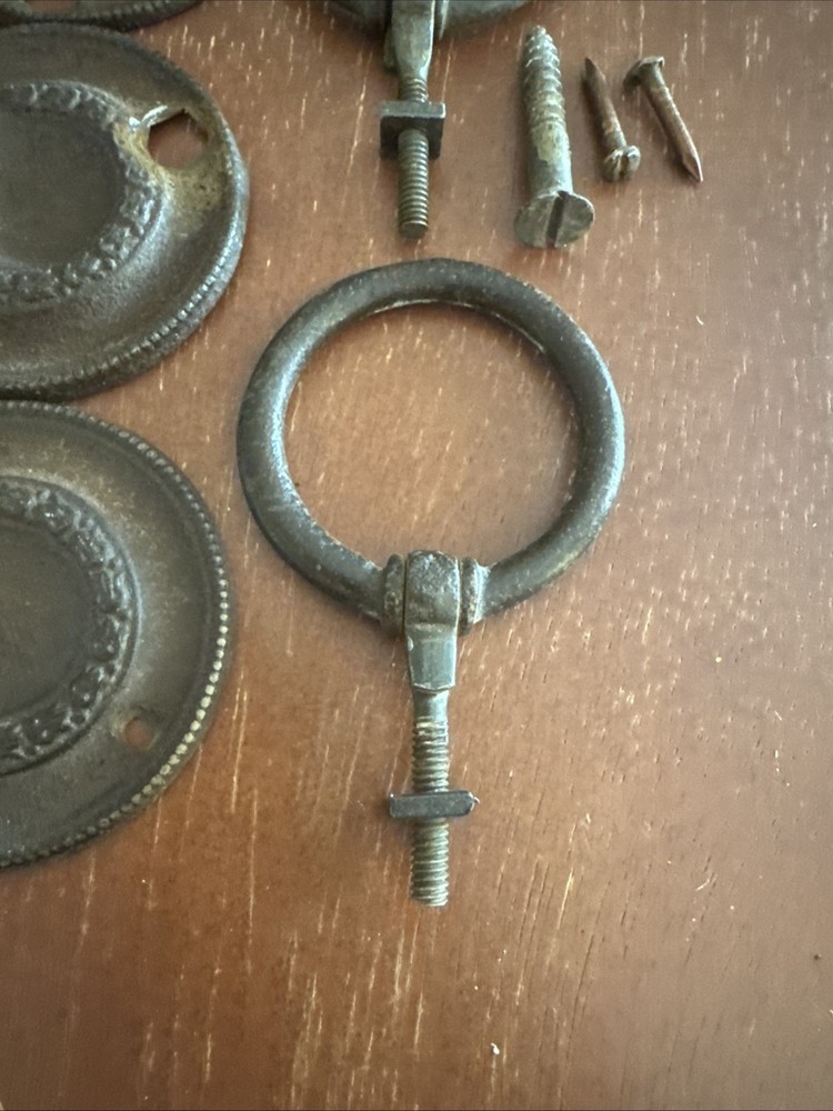 Lot of 7 Vtg Drawer Reclaimed Pulls Covers Hardware