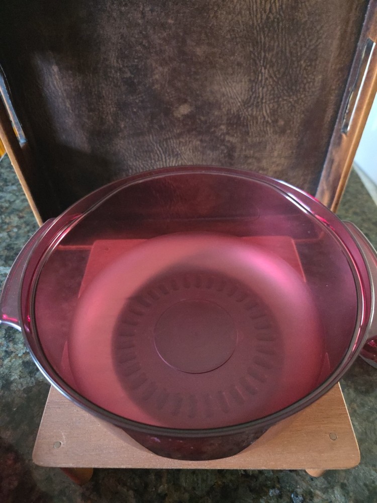 Vtg. 4 pc. Tupperware Microwave Stack Cooker/Steamer Cranberry USA 8qt Used