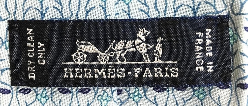 Hermes Tie Botanical Light Blue With Box