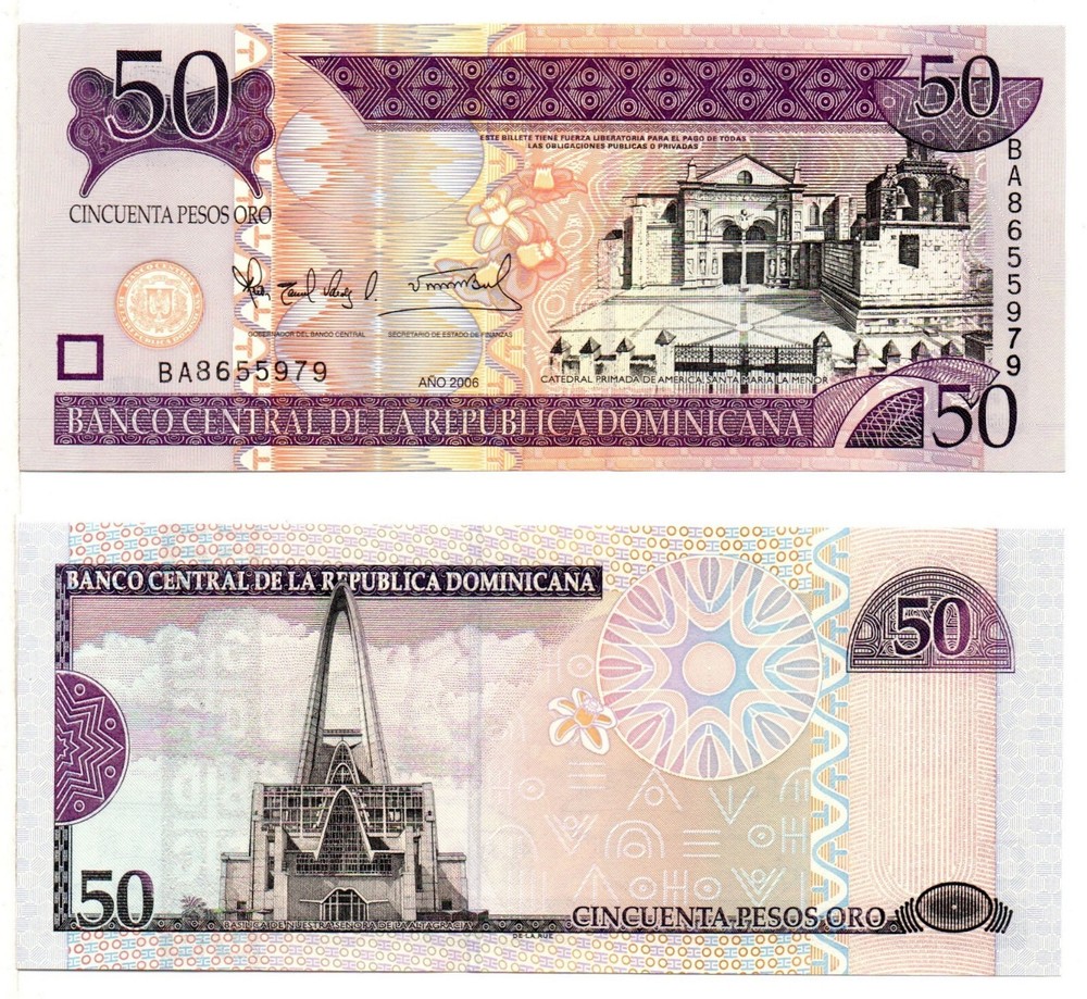 DOMINICAN REPUBLIC 50 Pesos Oro (2006) Pick 176a, Uncirculated