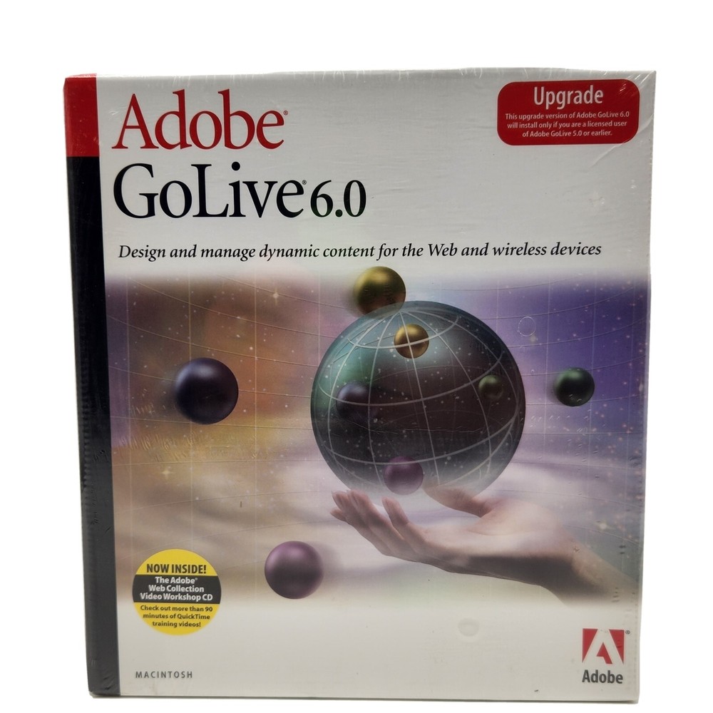 Adobe GoLive6.0 Upgrade Macintosh Mac Big Box Vintage Software Sealed
