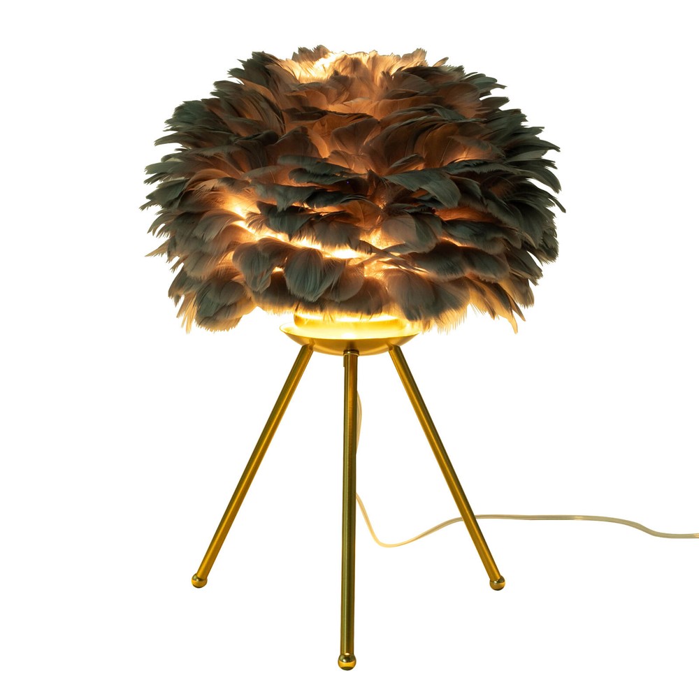 Gray Feather Table Lamp Tripod Lamp, Feather Lamp, Table Light Hand Control US~！