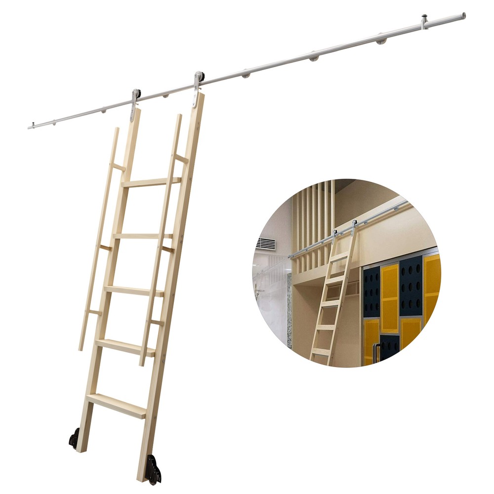 3M/10ft Sliding Rolling Library Ladder Track Hardware Kit(No Ladder) Silver