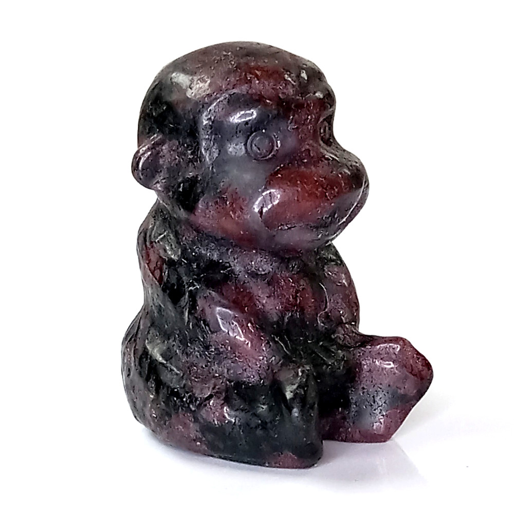 Garnet Crystal Monkey – Deep Red Natural Stone Carving – 51g | A35
