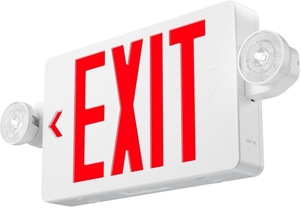 Amico Red LED Exit Sign With Emergency Exit Lights - Double Sided - New In Box