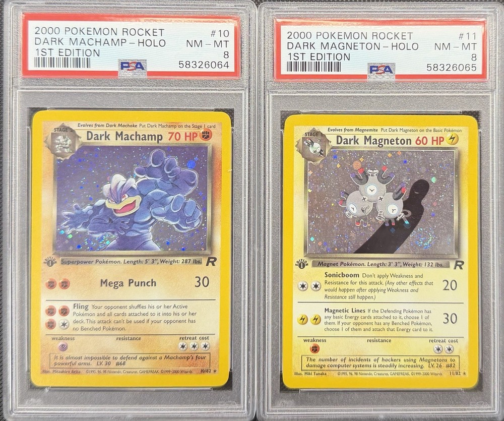 Pokemon 2000 Team Rocket 1st Edition Holo Sequential Set PSA 8