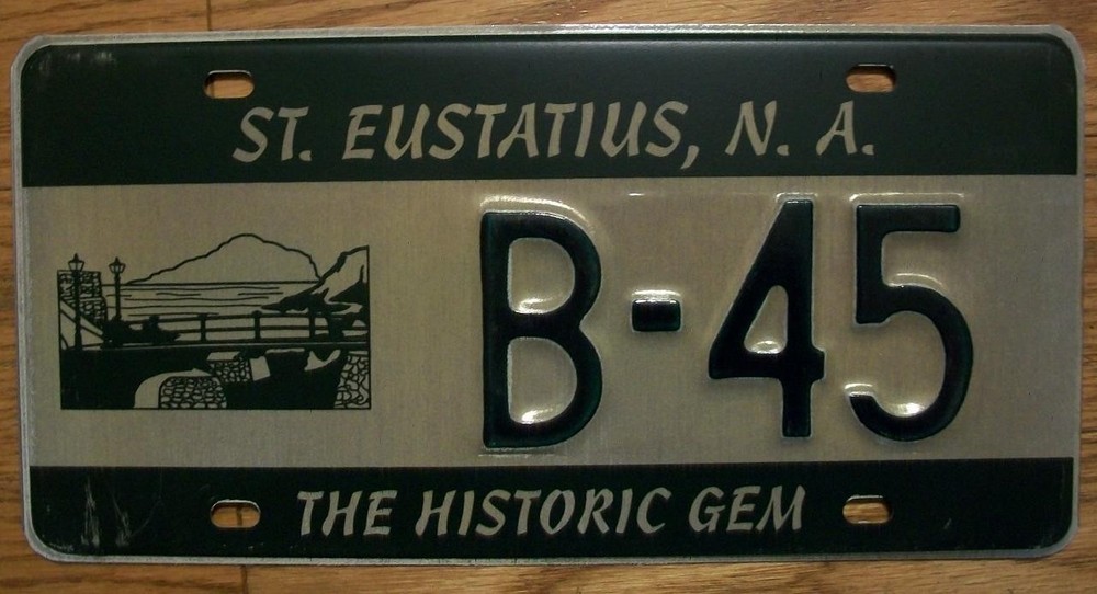 SINGLE ST. EUSTATIUS, N.A. LICENSE PLATE - 2000/06 - B-45 - THE HISTORIC GEM