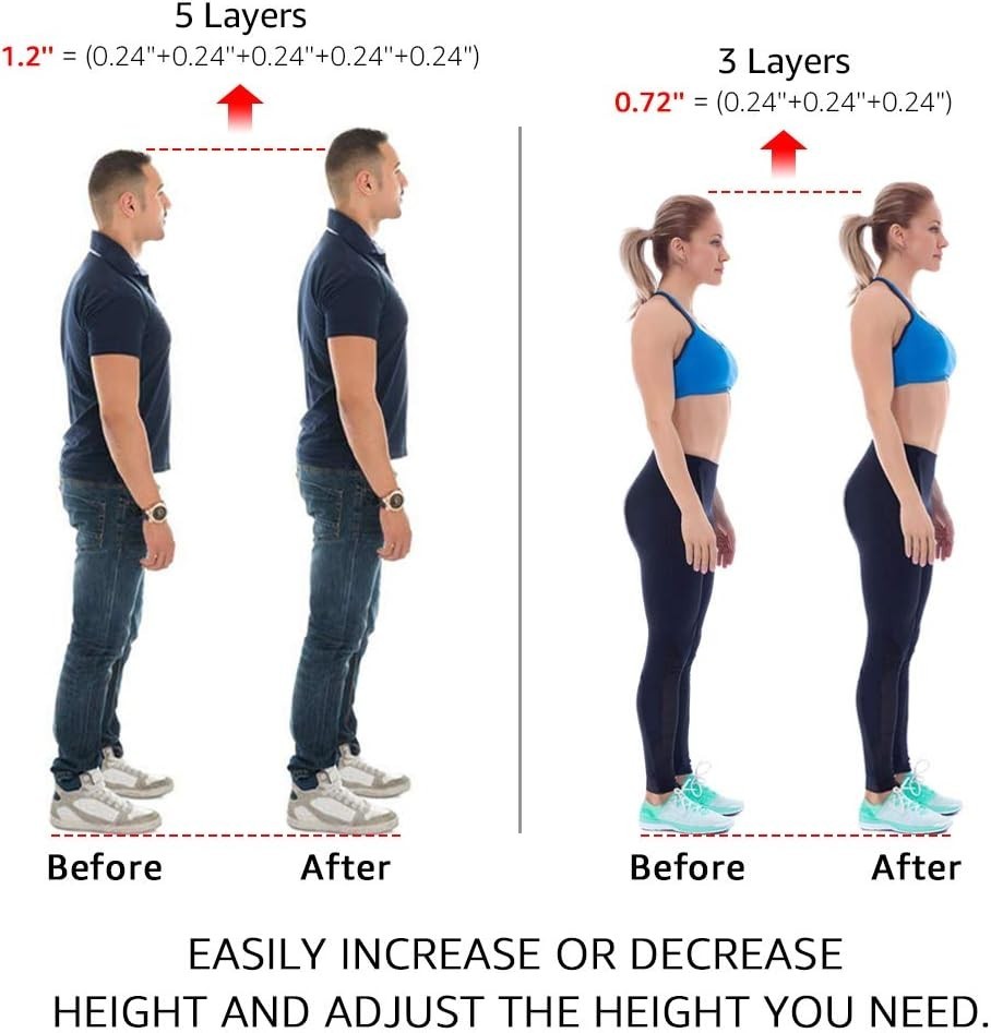 Gel Heel Lift Inserts: Adjustable 5-Layer Design for Pain Relief & Height Boost