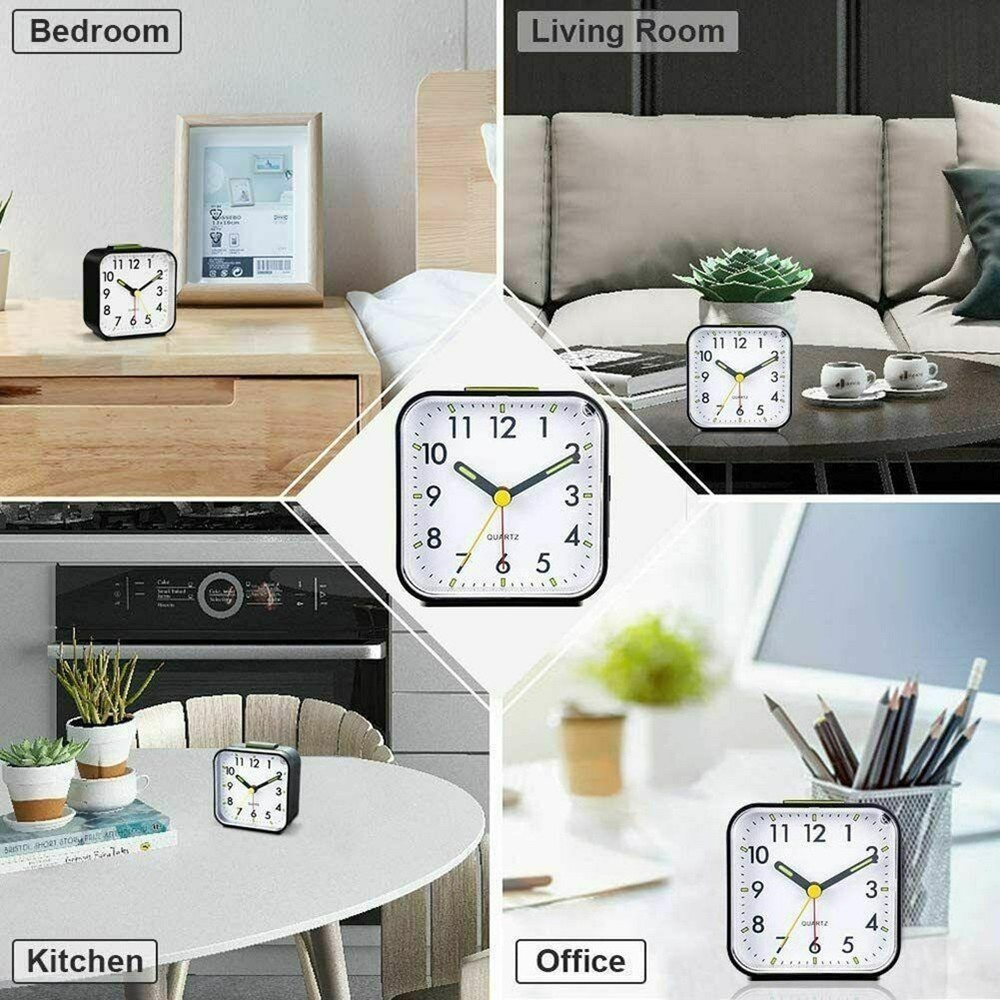Quiet Analog Alarm Clock with Night Light and Adjustable Snooze Settings