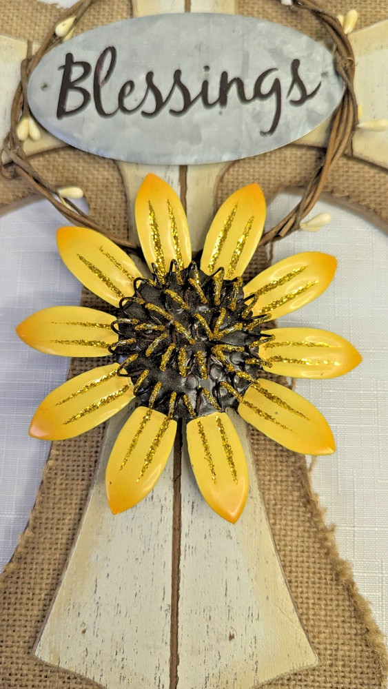 Blessings Cross with Sunflower handing decor Pre-owned