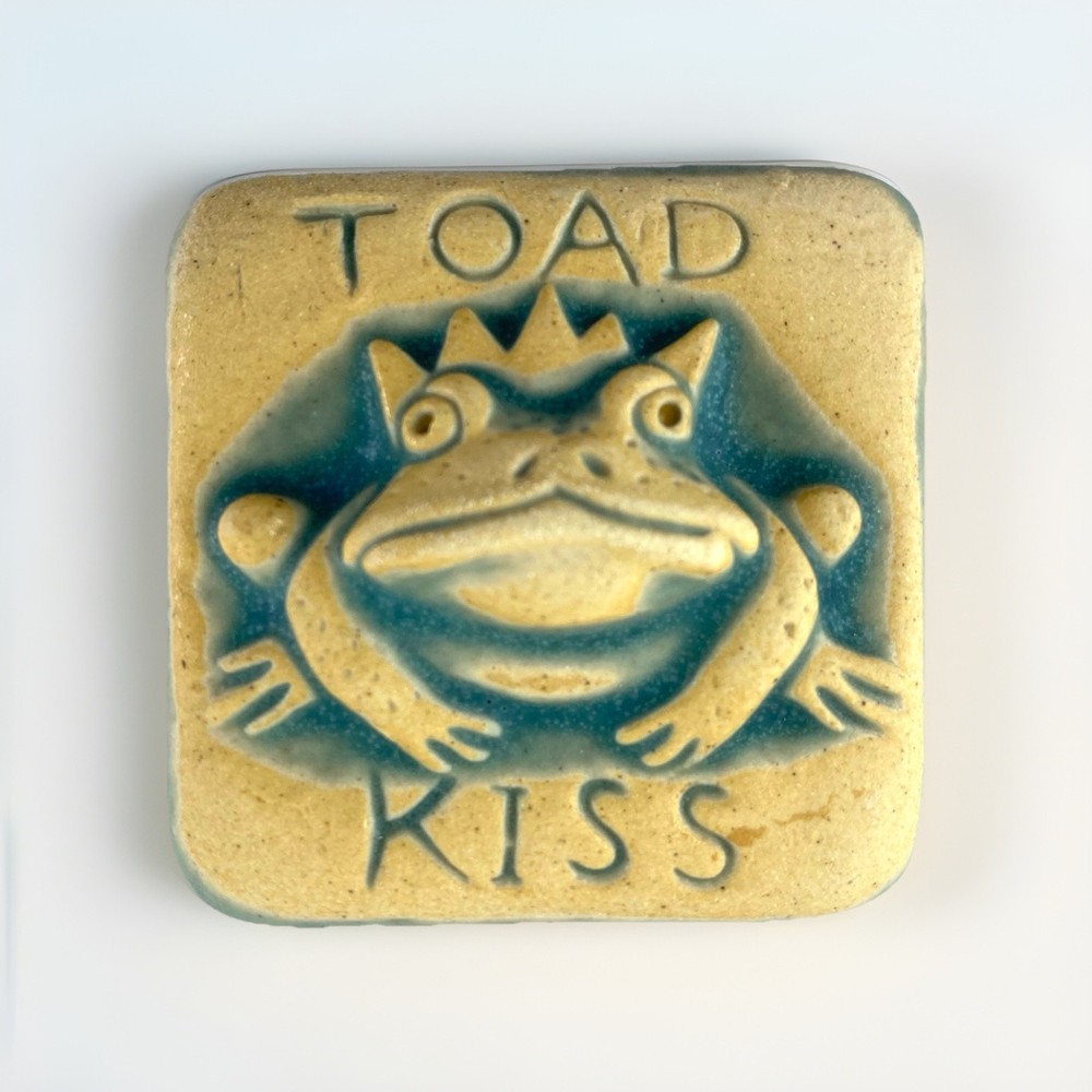 Toad Kiss 2x2" Ceramic Art Tile By Gretchen Kramp