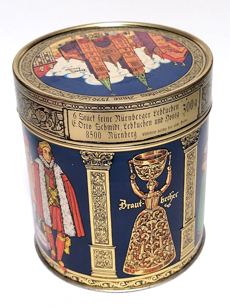 German E. Otto Schmidt Gingerbread Artists Tin with picture panels