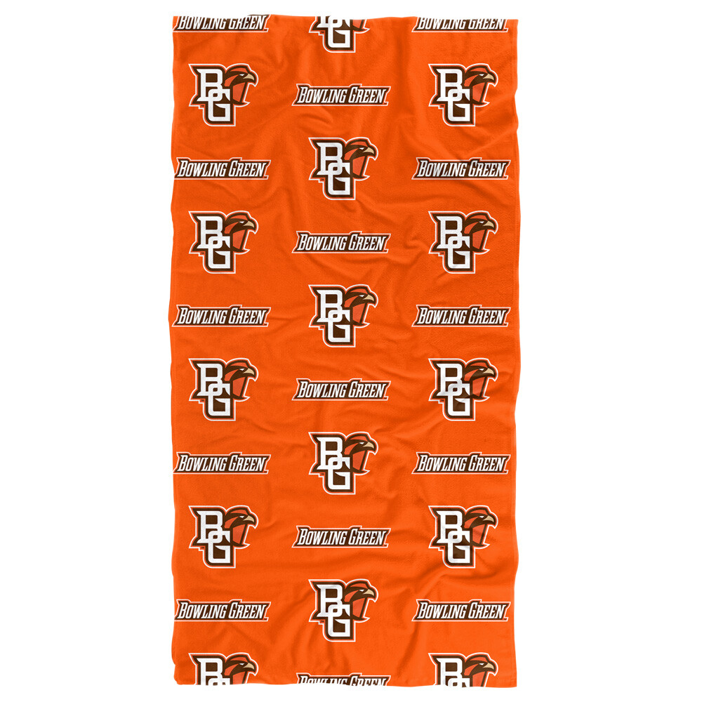 Bowling Green State University Beach Towel/Bath Towel, 30"x60" Logo Pattern