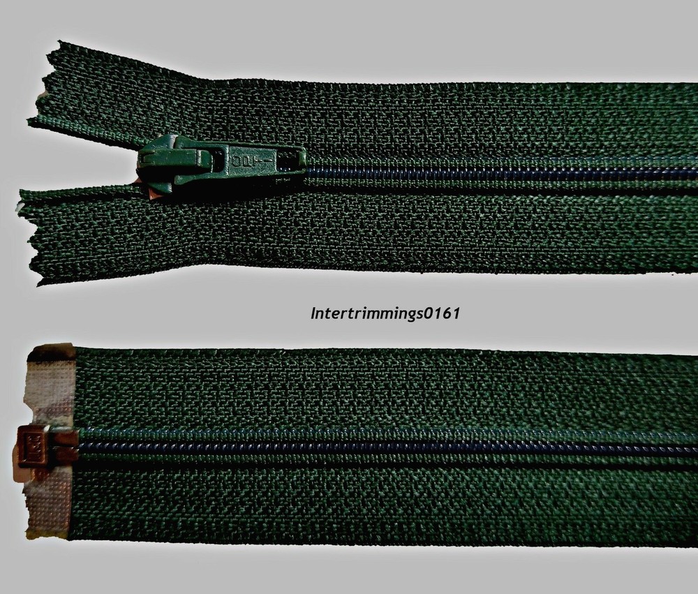 OPTI ZIP, BOTTLE GREEN, VARIOUS SIZES, NYLON TEETH, OPEN END, NO 5