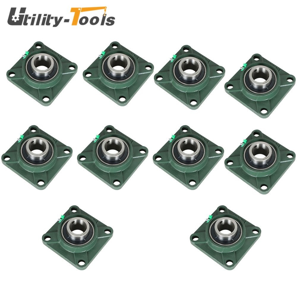 10 Pack UCF208-24 Pillow Block Flange Bearing 1-1/2" Bore 4 Bolt Solid Base