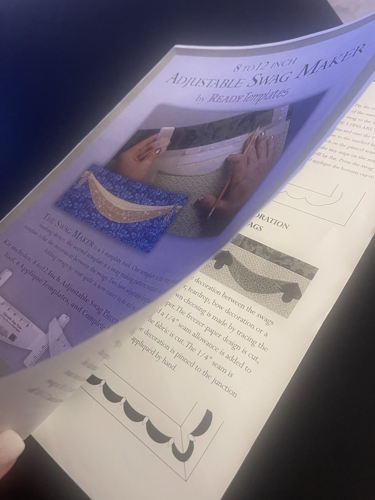 Adjustable Swag Maker by READY Templates Kit (Tools, Pattern & Directions) 8-12”