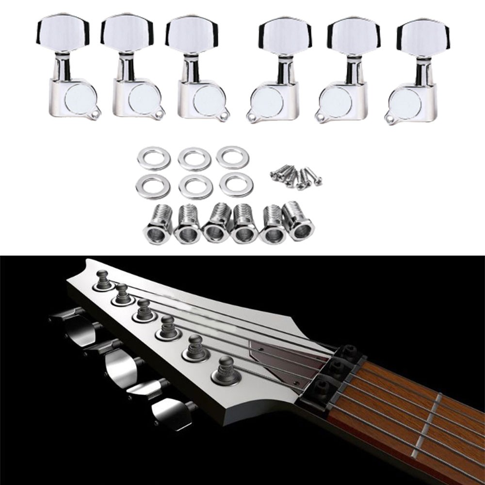 3R3L Inline Guitar Tuners String Tuning Pegs Keys Sealed Machine Heads Chrome