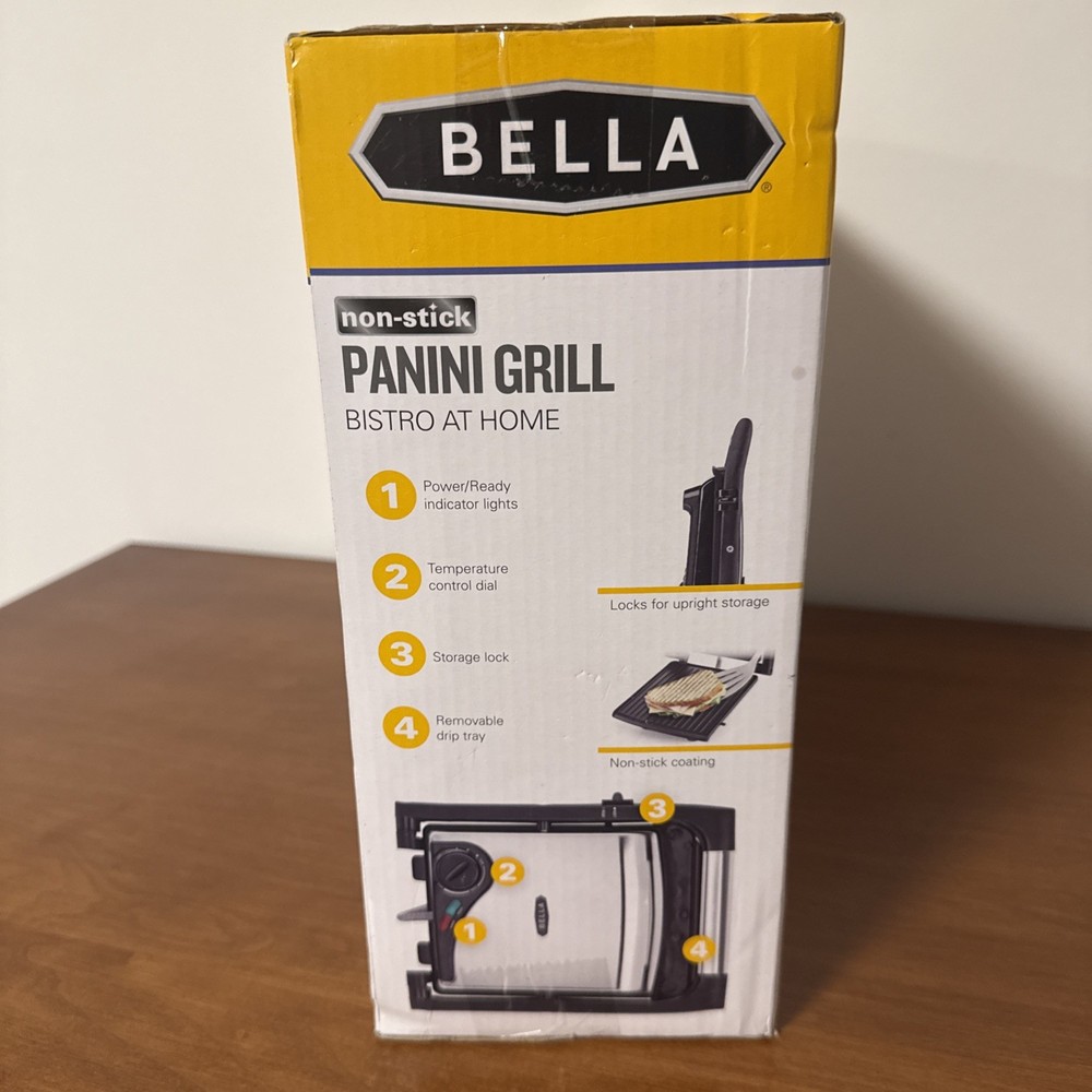 Bella Panini Grill – Adjustable Temperature - Non-Stick Plates - Floating Hinge