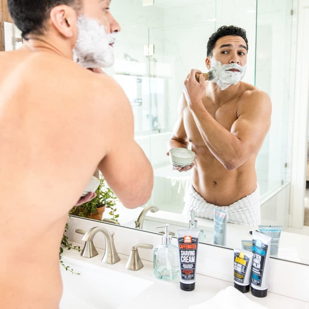 Caffeinated Shaving Cream & Aftershave Set - Shave Kit for Men - Antioxidant ...