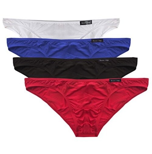 Men Briefs Breathable Ice Silk Triangle Bikinis and Medium 4-pack Mixed Color2