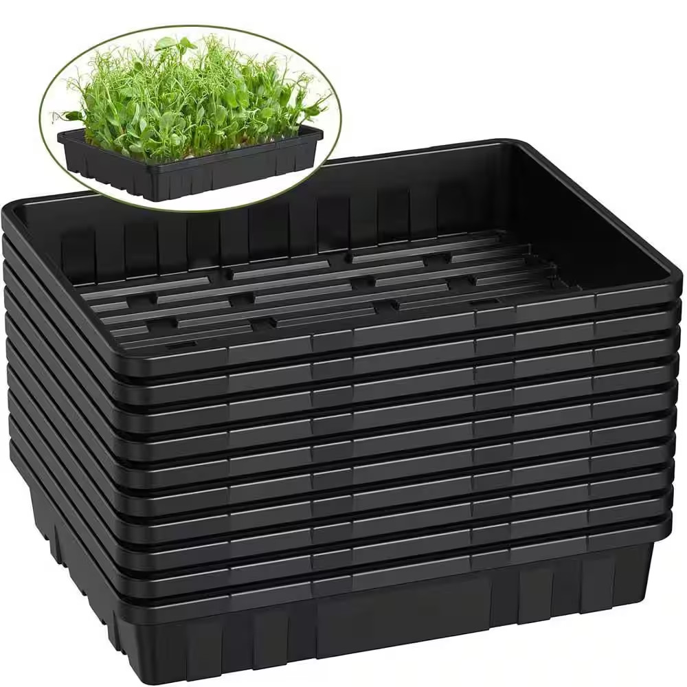 Extra Thick Heavy Duty Seed Starting Trays 10-Pack Microgreens Growing Trays Pla