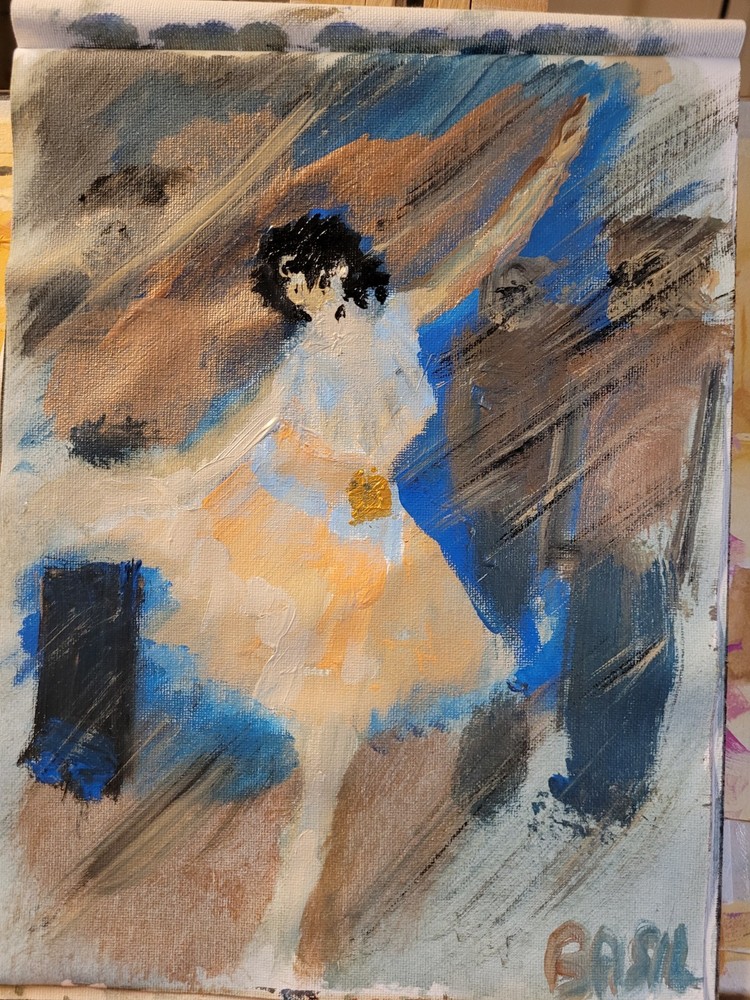Expressive Dancer in Motion Abstract 9x12 Acrylic Figure Study