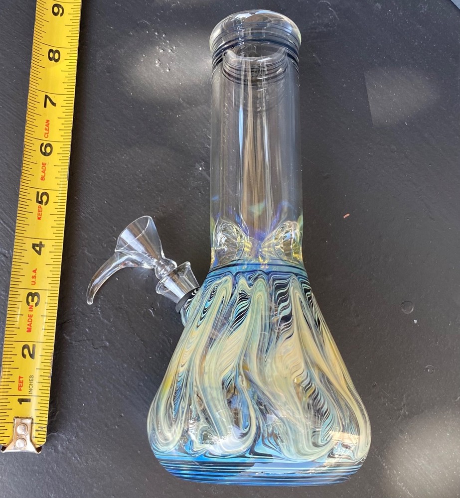 Glass Water Pipe with Ice Catch - 8.5" x 1.5" with 9mm Pull Bowl