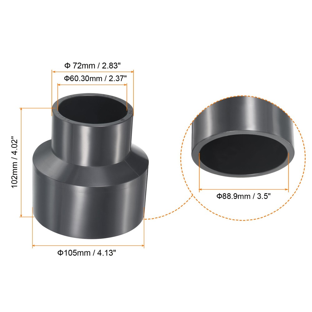 UPVC Fitting Pipe Reducer 3"x 2" Program Socket 80 Straight Coupling