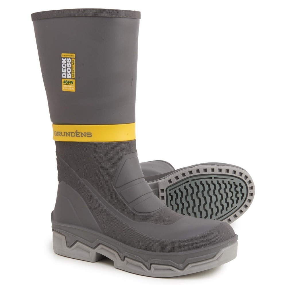GRUNDENS Deck Boss 15" Safety Toe Boot - Dark Grey - Puncture Resistant