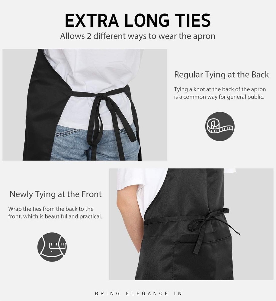 2 Pack Adjustable Bib Apron, Waterdrop Resistant with 2 Pockets, Machine Washabl