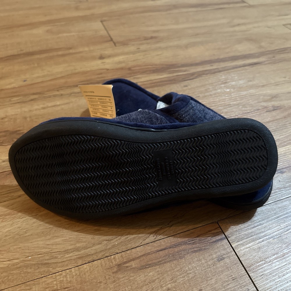 Dena Lives Men’s M (9-10) Memory Foam Blue Grey Slippers Adjustable Width