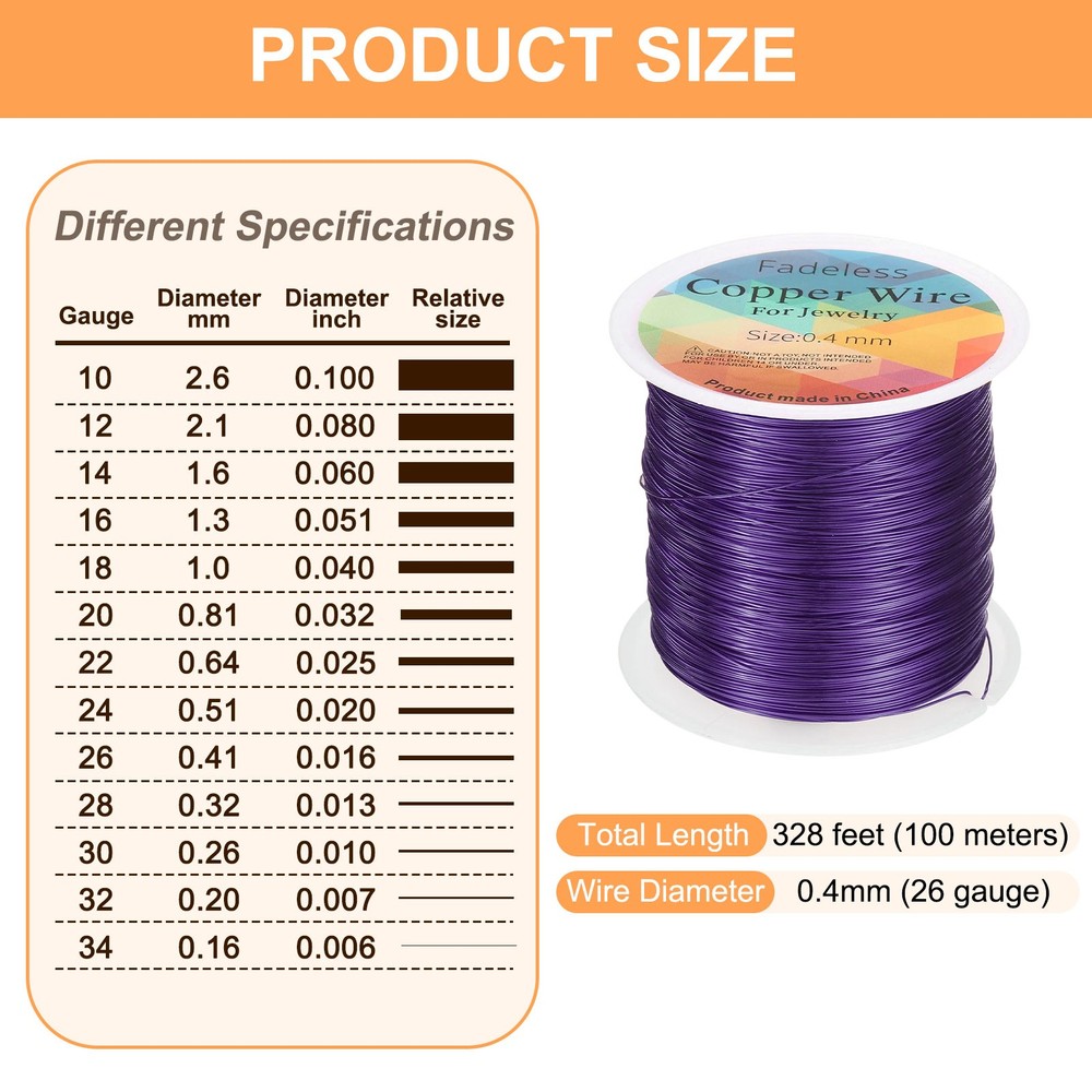 wire 328ft 26 Gauge Copper Craft Wrapping Wire, Purple