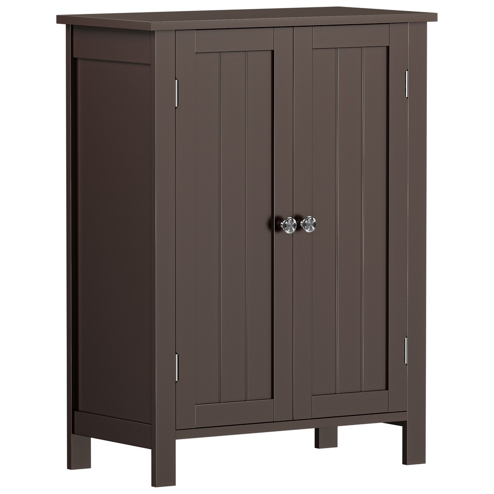 Wooden Storage Cabinet w/ 2 Doors Bathroom Floor Kitchen Cupboard Grey