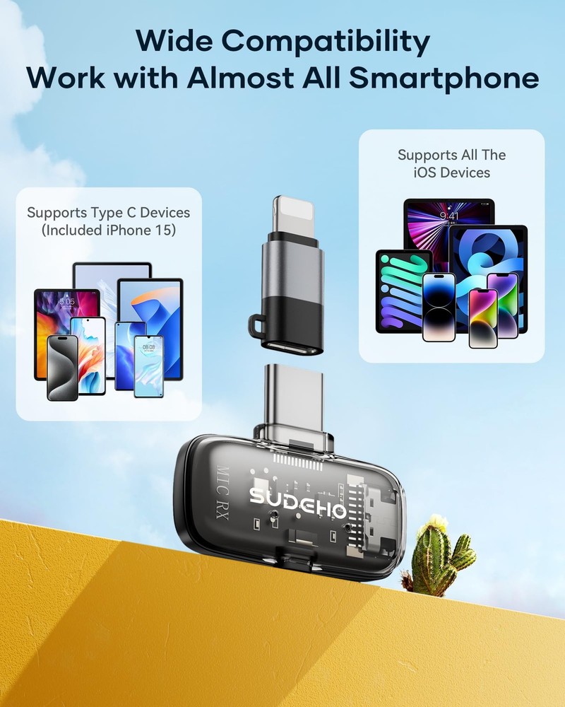 Wireless Mini Lavalier Microphones for iPhone iPad Android with Charging Case...