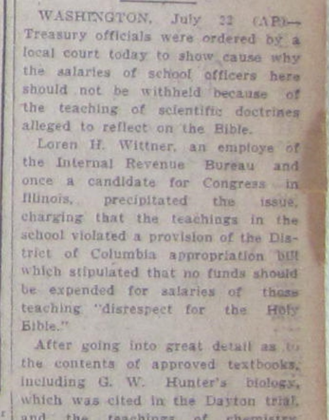 Vintage 1925 Clarence Darrow Evolution Scopes Monkey Trial Newspaper