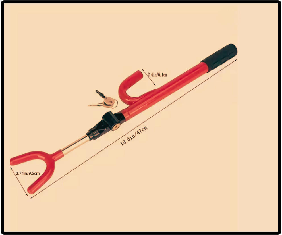 Steering Wheel Lock Heavy Duty Antitheft Device Car Security Lock With 2 Keys