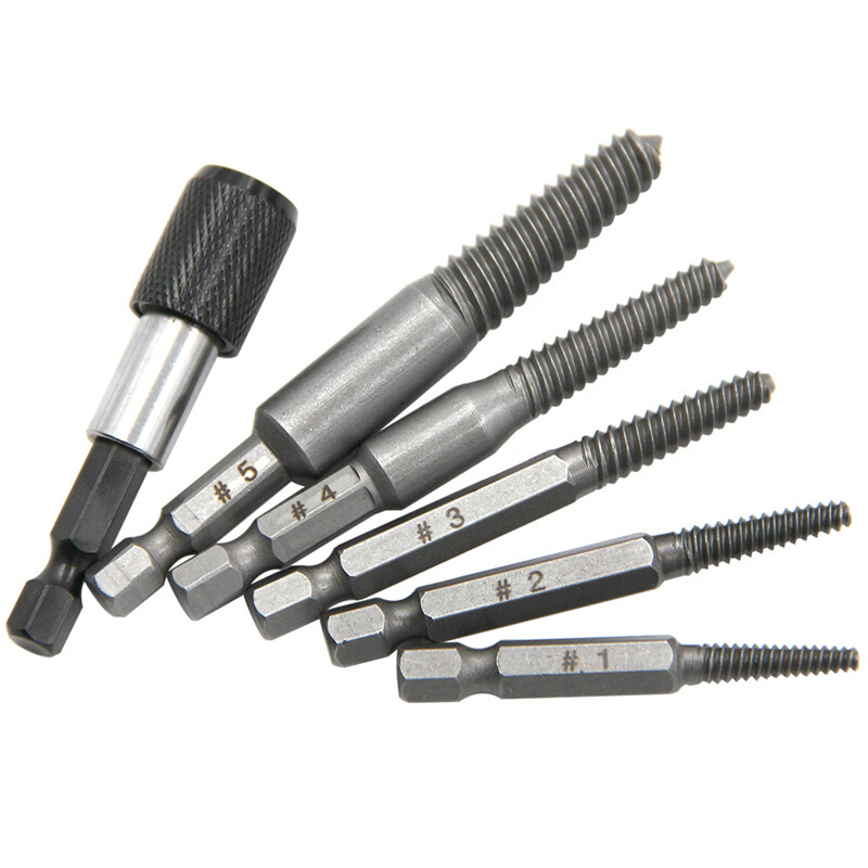 6pcs Fast Damaged Broken Bolt Remover Screw Extractor Speed Out Drill Bits Tool