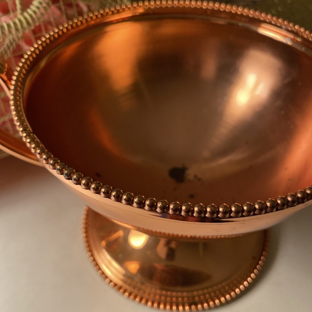 Copper Handle Trophy Bowl; 2 Sided Handle Pedestal Base; 4.25 Height;5.75 Width