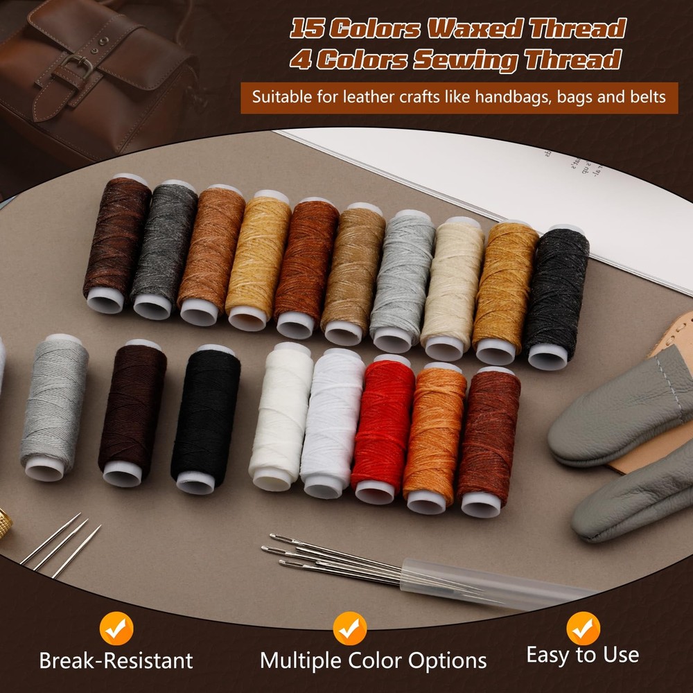 Leather Working Kit, Leather Working Tools and Crafting Kit with Custom Stora...