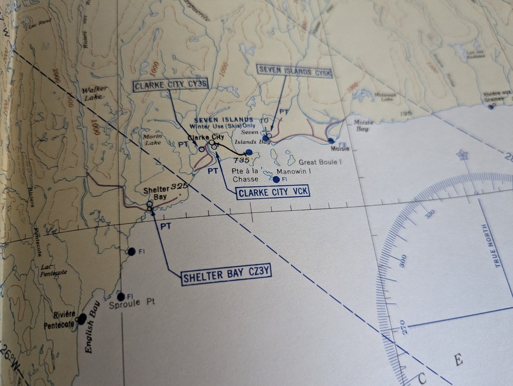 WWII Regional Aeronautical Chart map Hamilton Falls Canada Restricted Aug 1941