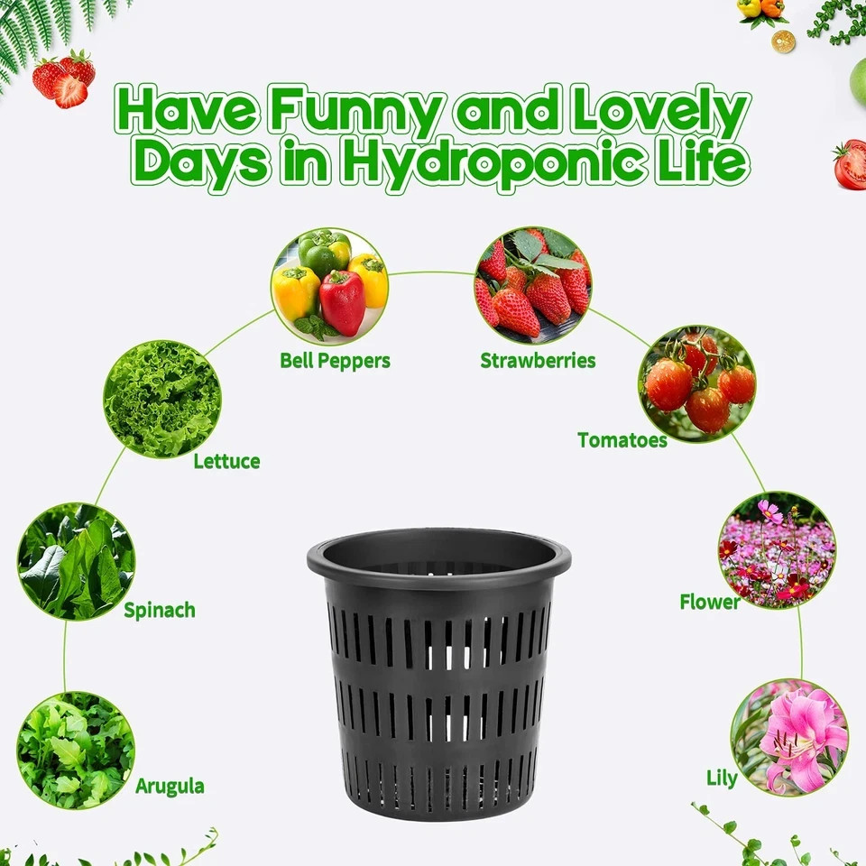 5 Inch Net Cups (12 Pack), Net Pots for Hydroponics, Orchids Mesh Baskets Pot...