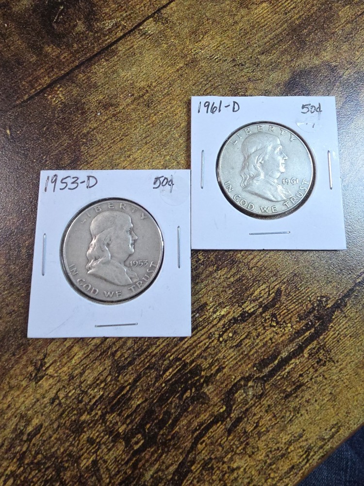 $1 Face Value Half Dollar Franklins 90% Silver