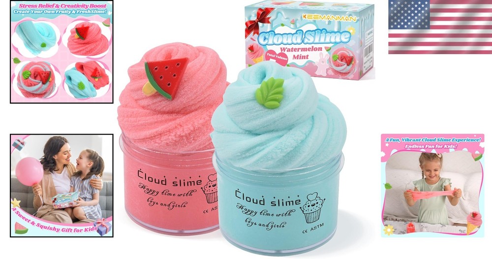 Engaging Cloud Slime Kit with Watermelon & Mint Charms - Creative Stress Relief