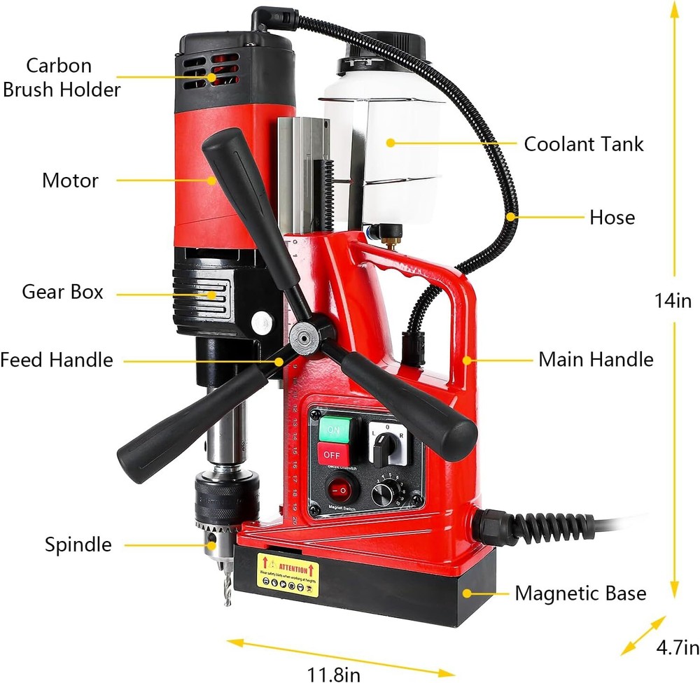 Mag Drill Press 1550W 2" Boring Dia.10-Speed Variable Electric Drilling Machine