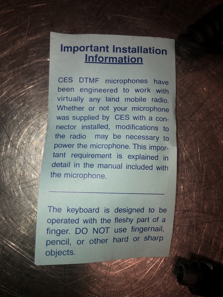 NOS CES 600L DTMF Heavy Duty Microphone