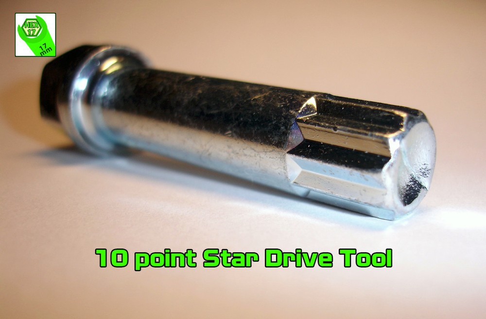 Wheel Lug Nut Bolt 10 Point Star Drive Tool Key